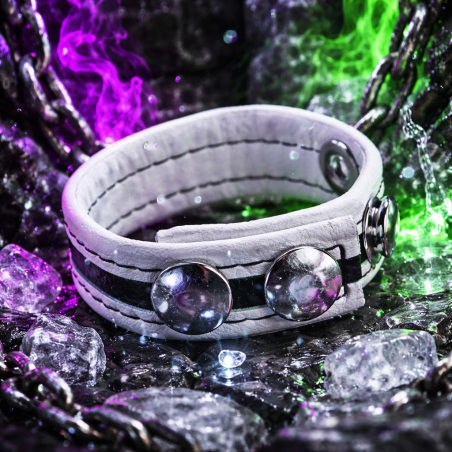 Cockring cuir bleu pression style industriel – Accessoire underground homme