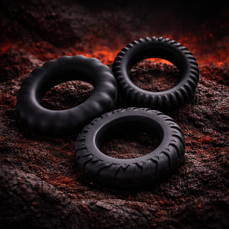 Titan, lot de 3 cockrings noir